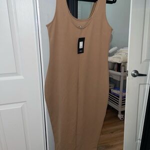 Fashion Nova Tan Midi Dress